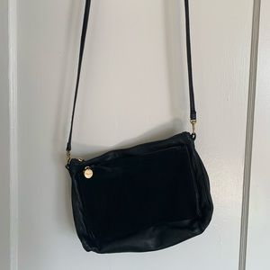 Black leather Clare V. shoulder bag